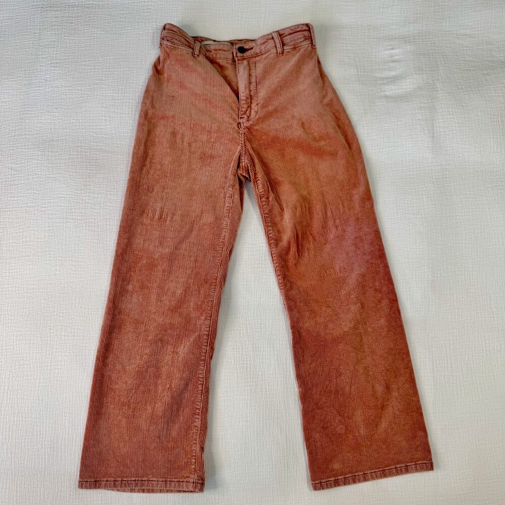 Pilcro Corduroy High Rise Cropped Wide Leg Pants Dusty Rose Orange Women’s 24 - Picture 11 of 15